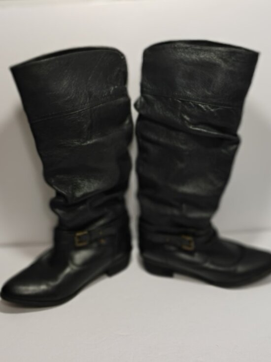 Steve Madden Women Black Leather Knee High Boots Size 8 M - Picture 2 of 11